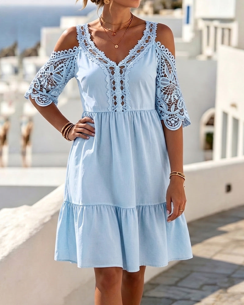 Kjoler Blonder Off-Shoulder Lagdelt Kort