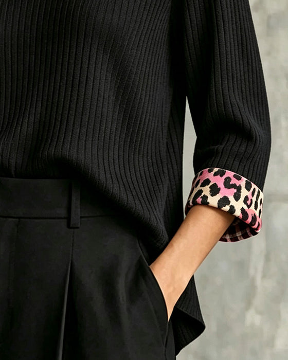Bluse Cowl Hals Leopard Trykk Avslappet Panel