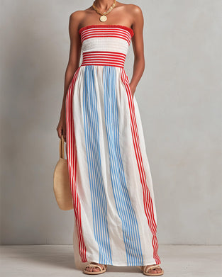 Kjole Ermeløs Fargerik Stripe