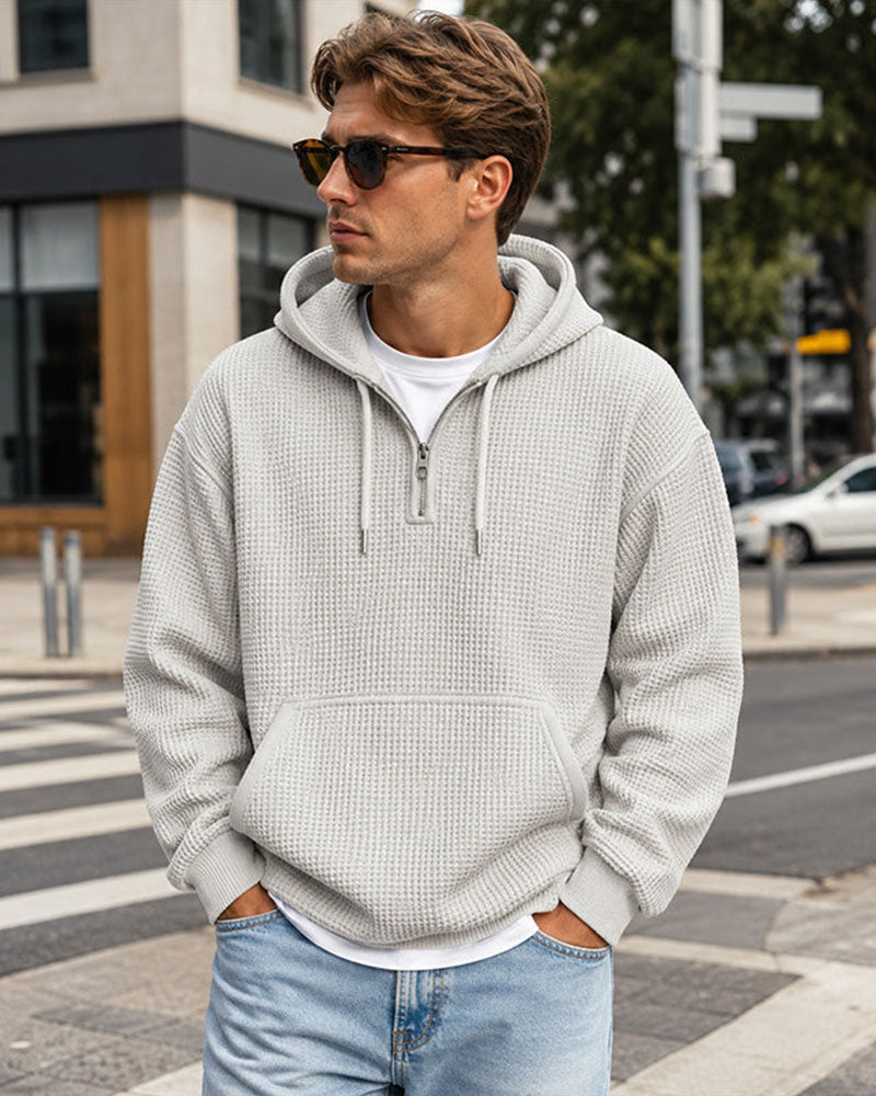 Hoodie Herre Solid Glidelås Pullover
