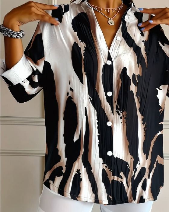 Bluse Ståkrage Uregelmessig Trykket