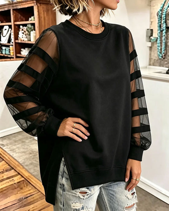 Sweatshirt Rund Hals Sliss Solid Farge Tyll