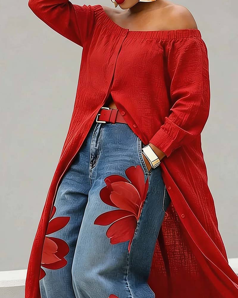 Topp Elegant Off-Shoulder Solid