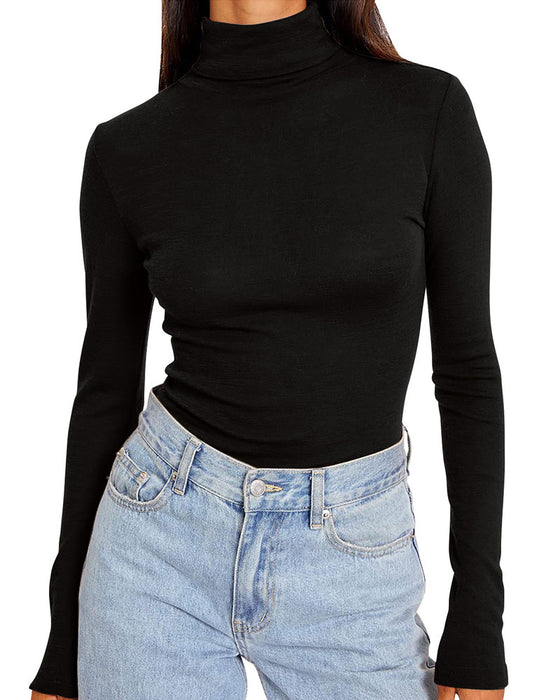 Topp Ensfarget Halv Turtleneck Base