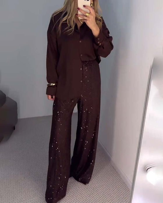 Bukser Casual Paljetter Vide-ben