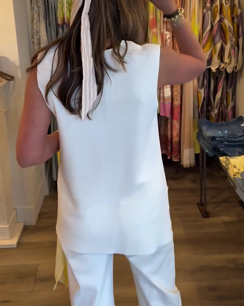 Tank Topp V-Hals Ermeløs Solid