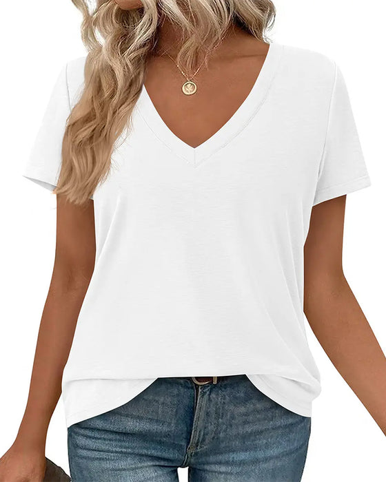 T-Skjorte Pullover V-Hals Solid