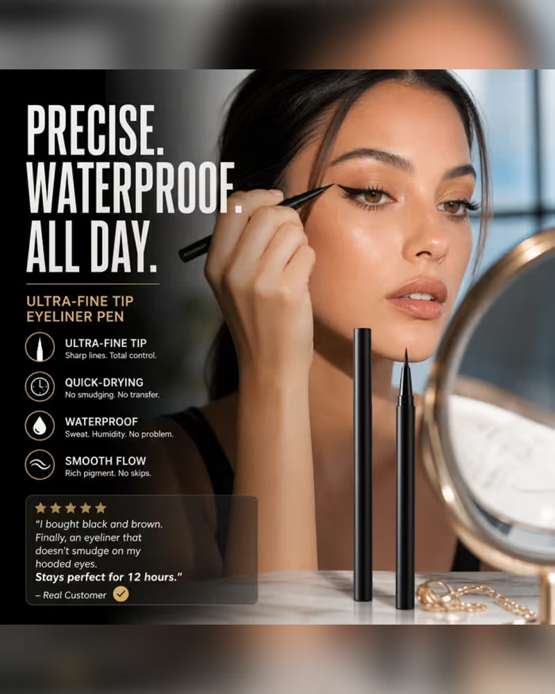 Flytende Eyeliner Vanntett Ultra Tynn Spiss Rasktørkende