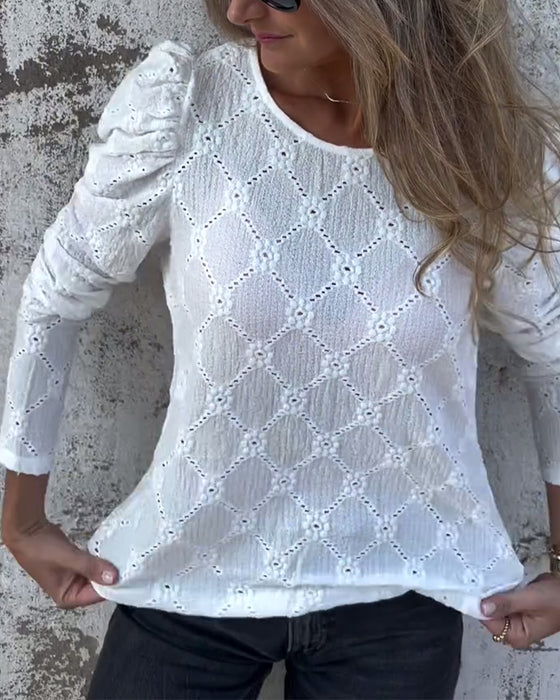 Bluse Med Puffermer Og Cutout