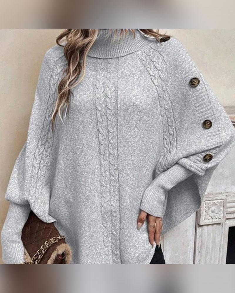 Genser Turtleneck Uregelmessig Flette Knapp