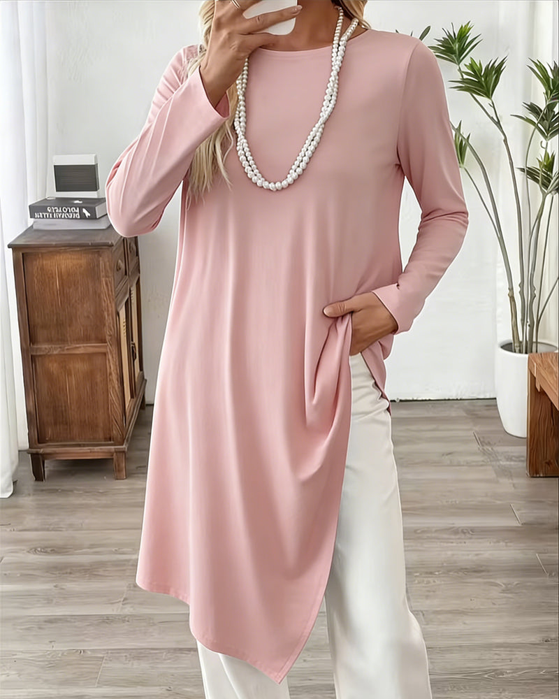 Top Asymmetrisk Midjelangt Ensfarget