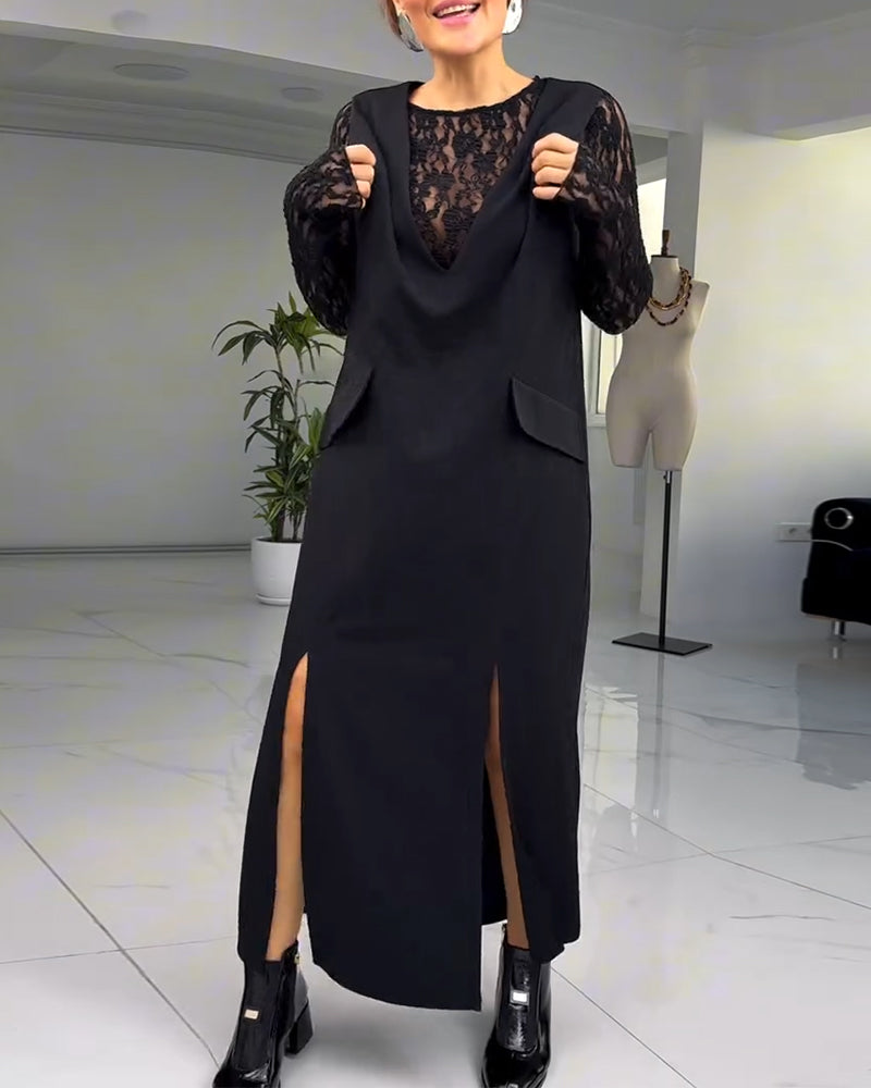 Kjole Europeisk Og Amerikansk Blondesøm Slit