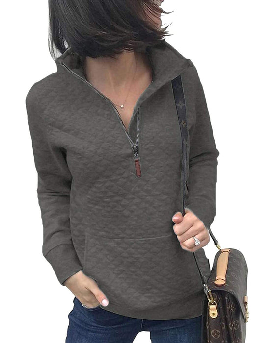 Sweatshirt Avslappet Glidelås Lang Erme
