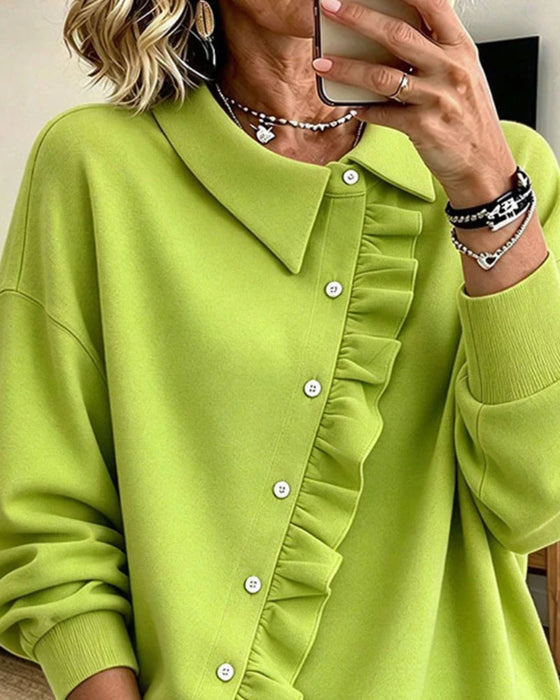 Sweatshirt Jakkeslag Rysjer Diagonal Knapp