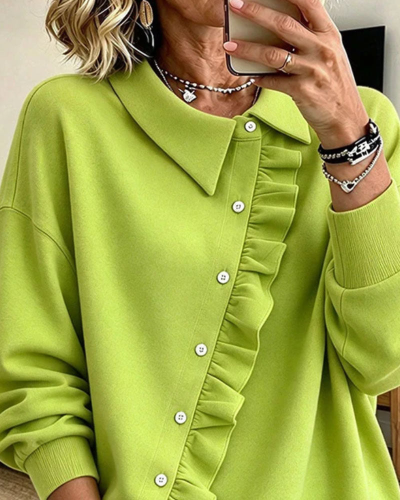 Sweatshirt Jakkeslag Rysjer Diagonal Knapp