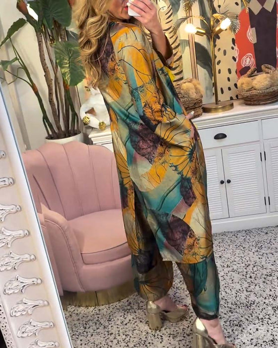 Retro løst trykket casual sett