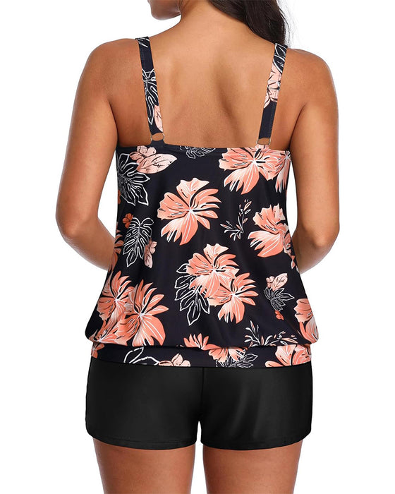 Tankini Slim Vest Bokser Trykk Todelt