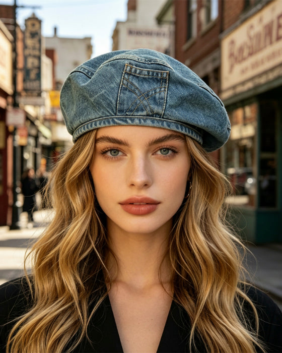 Beret Kvinner Vintage Denim