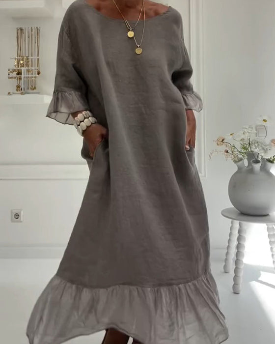 Kjole Ruffle Lomme Casual