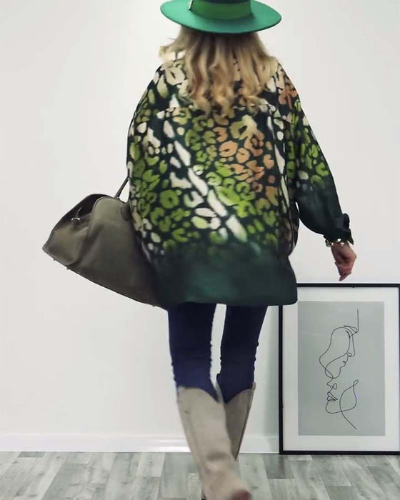 Fritidsskjorte med leopardmønster