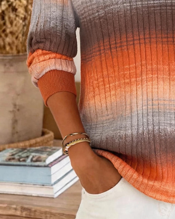 Bluse Ombre Ribbet Lang Erme
