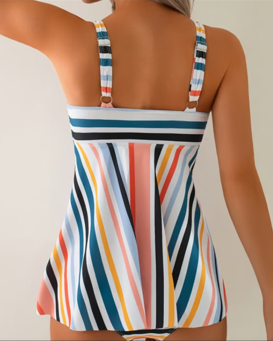 Badedrakt Lace-Up Striped Triangel To-Delt