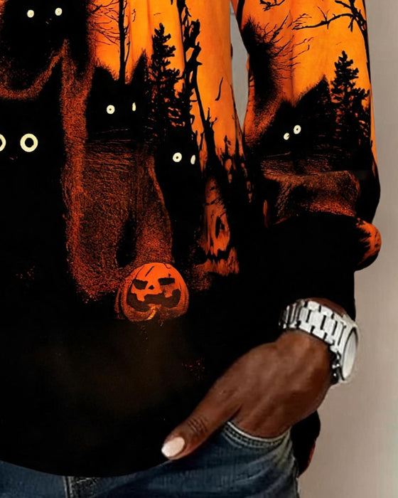 Topp V-Hals Rynket Halloween Langermet