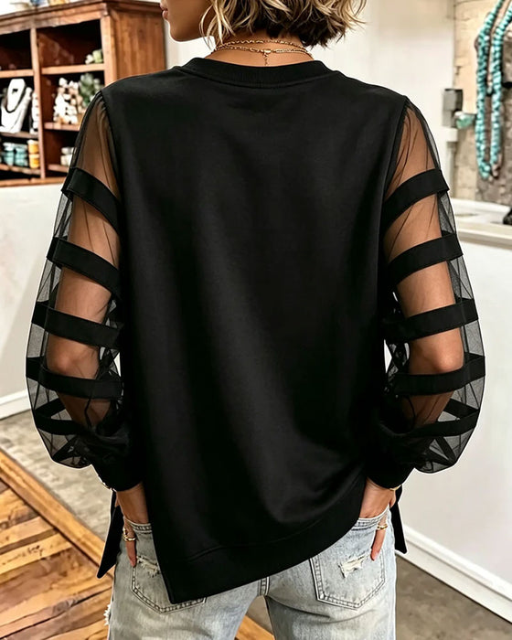 Sweatshirt Rund Hals Sliss Solid Farge Tyll