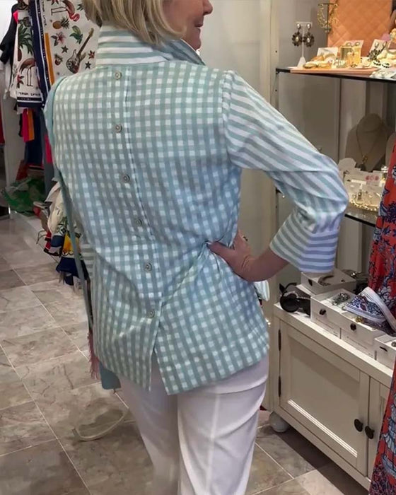 Bluse Stripet Slag Tre Kvarter Erme