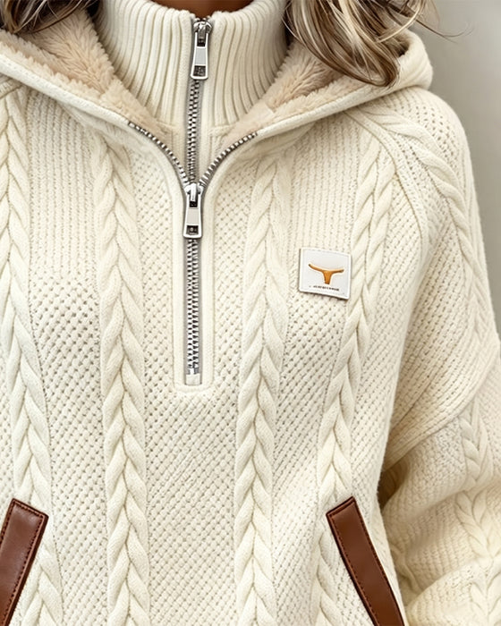 Hoodie Glidelås Casual Turtleneck