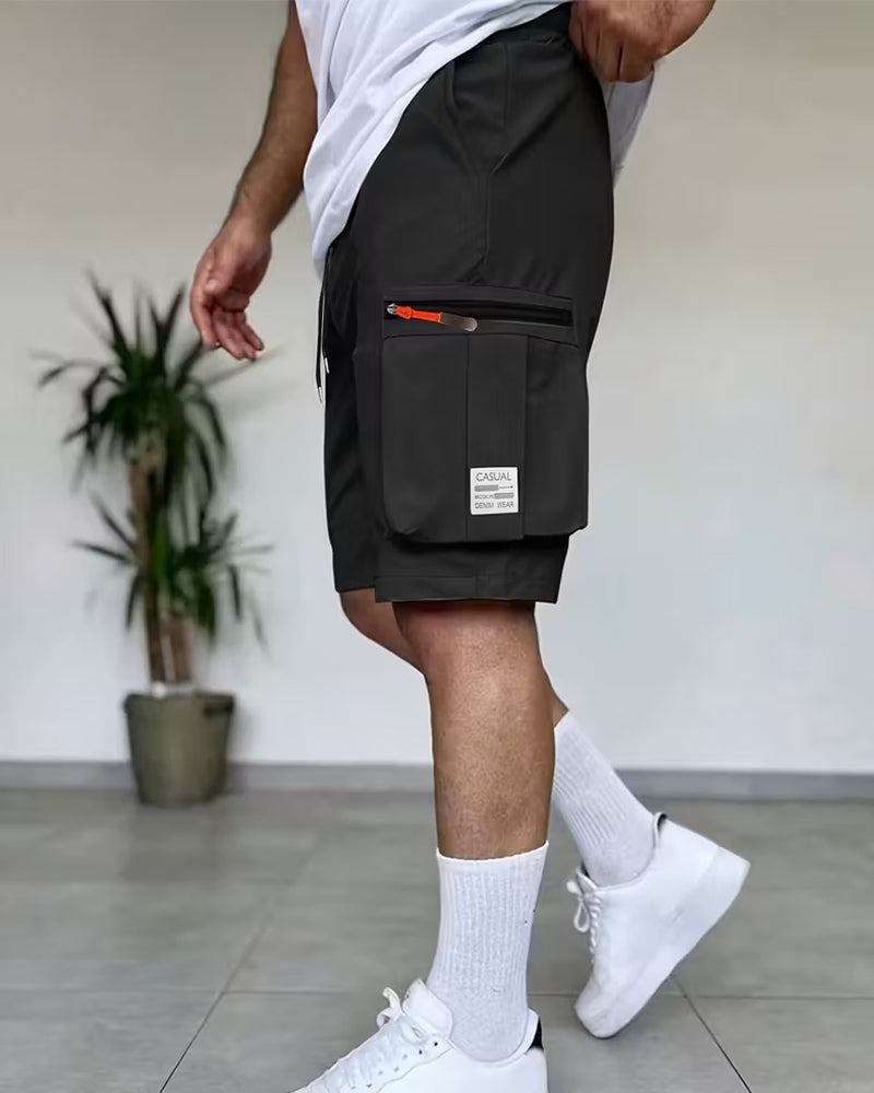 Herrer Bukse Ensfarget Loose Fit Kort Cargo