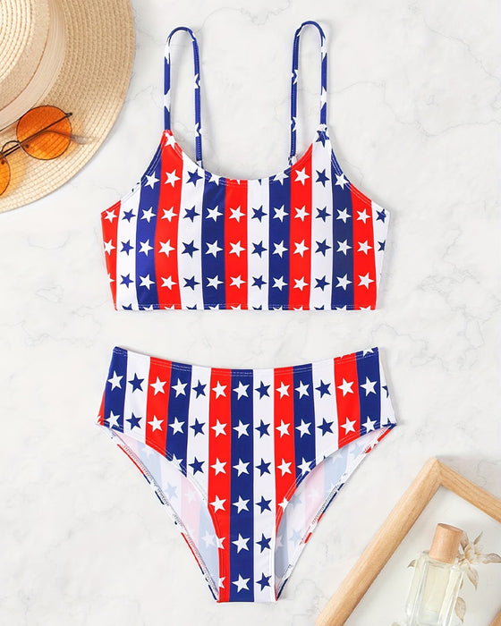 Bikini Stjerner Og Striper Trykk