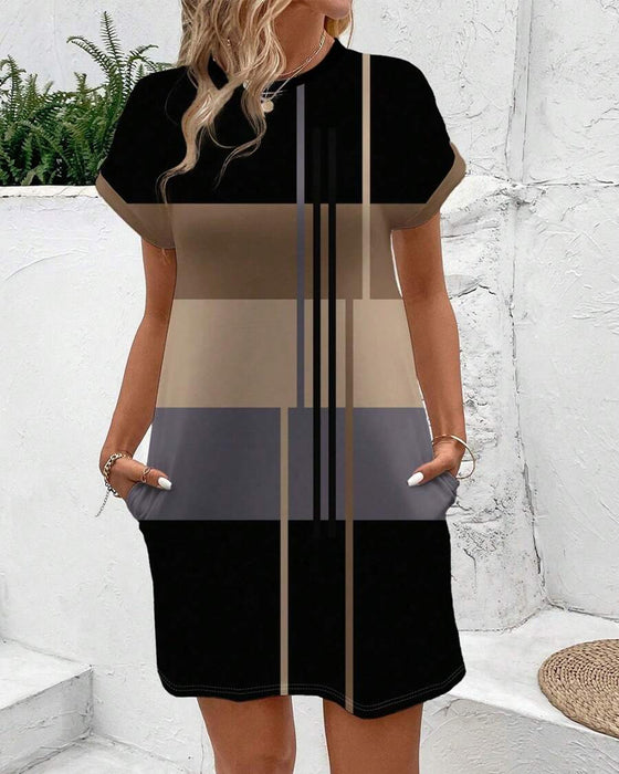 Kjole Rund Hals mote Casual Trykt