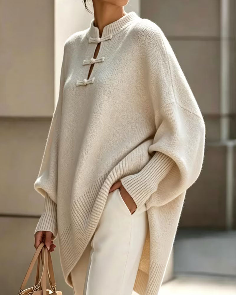 Pullover Mandarin Knute Knapp Loose Fit Cape