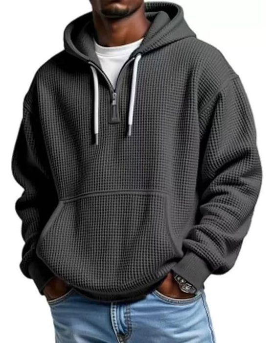 Hoodie Herre Solid Glidelås Pullover