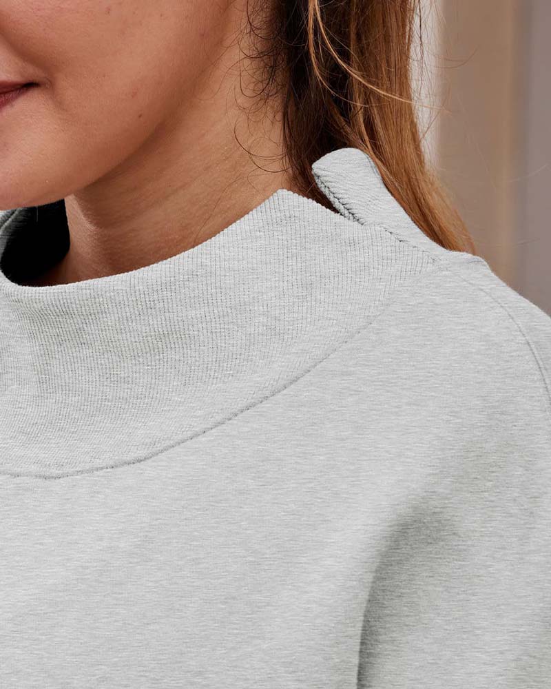 Sweatshirt Drop Skulder Solid Lang Erme