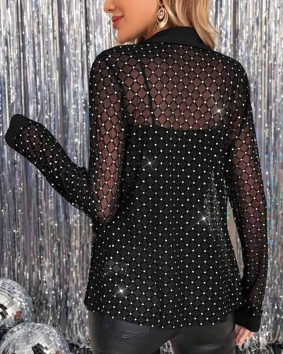 Skinnende Skjorte Med Krage Og Lange Ermer