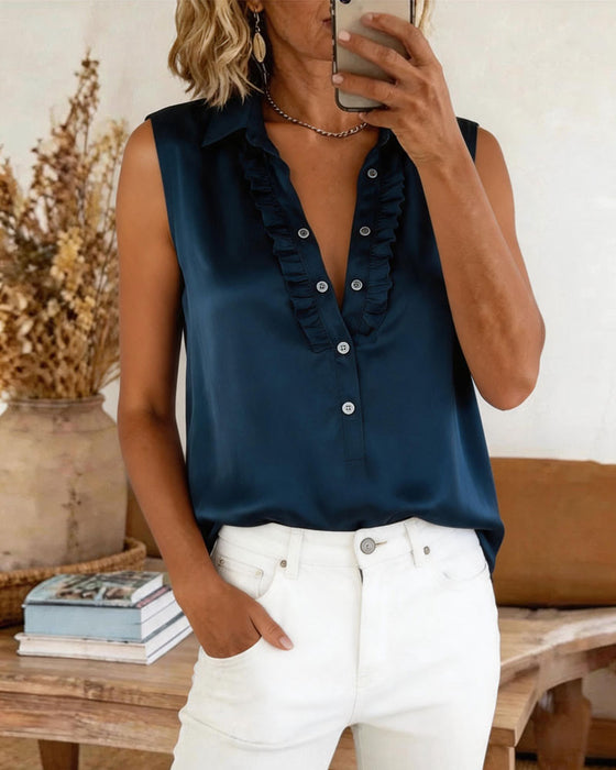 Tank Top Jakkeslag Knapp Foran Solid