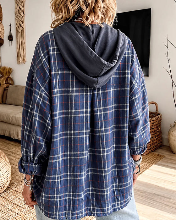 Hoodie Plaid Mock Lagdelt