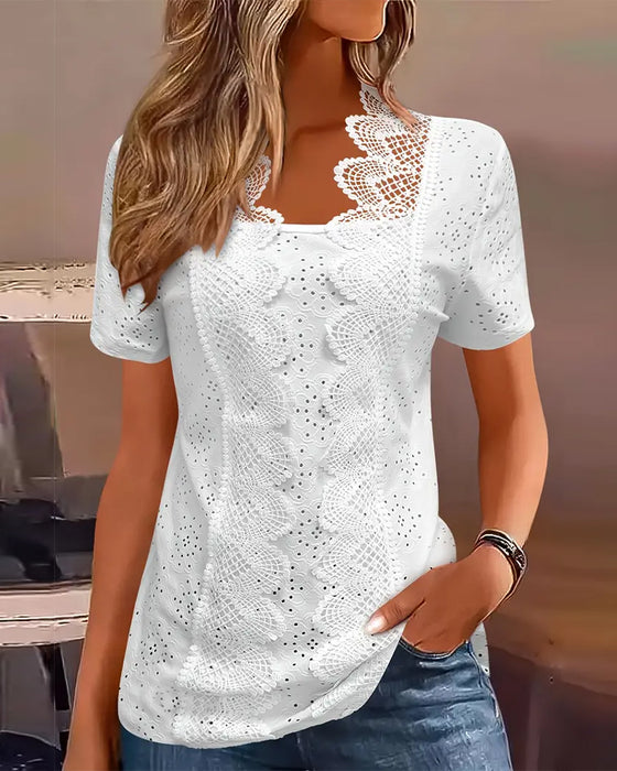 Bluse Ensfarget Moteriktig Blonder