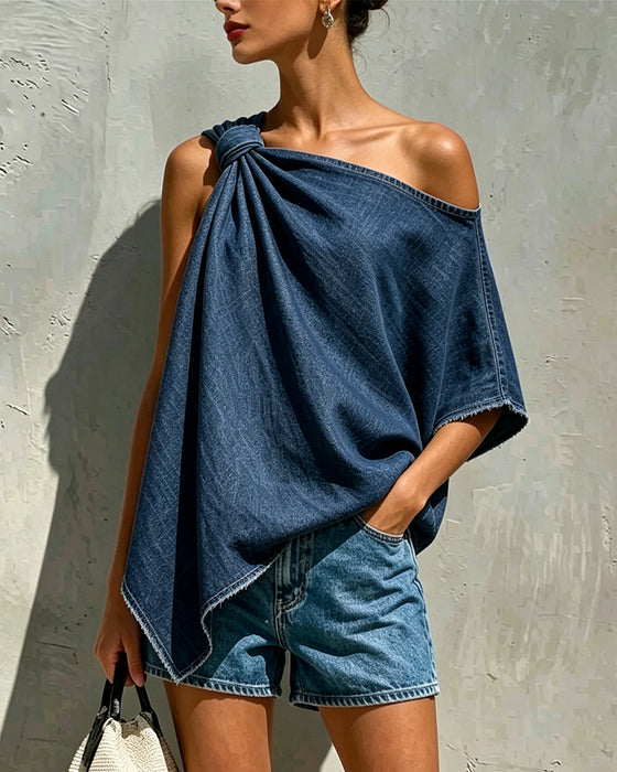 Bluse Denim Knytt Enskulder