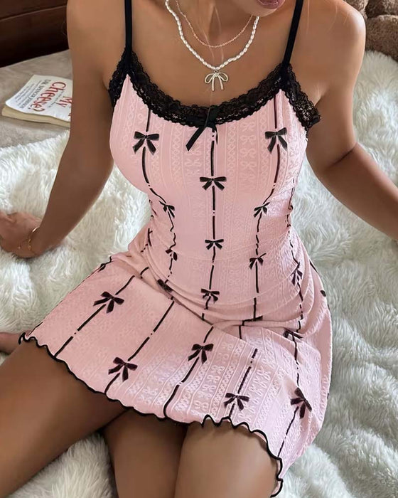Søvnkjole Blonde Sløyfe Trykk