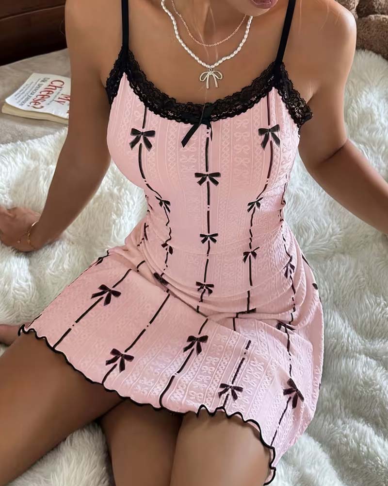 Søvnkjole Blonde Sløyfe Trykk