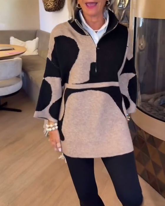 Genser Med Halv Glidelås Og Moteriktig Ståkrage