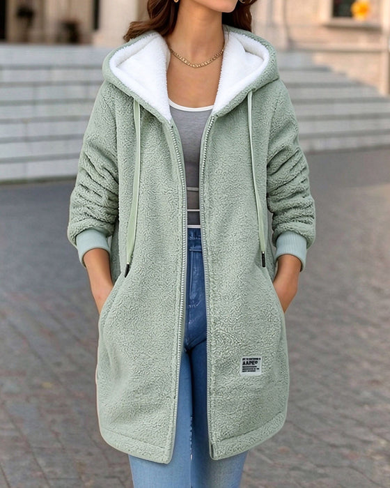 Kåpe Fleece Foret Glidelås Lomme Hetting