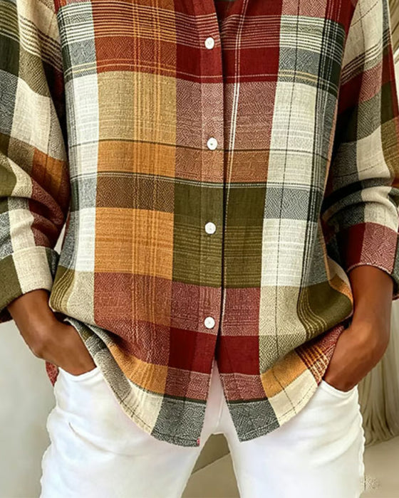 Skjorte Rutet Kontrastfarge Splitt Loose Fit