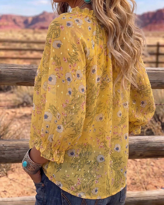 Bluse Casual Blomstret Knyting