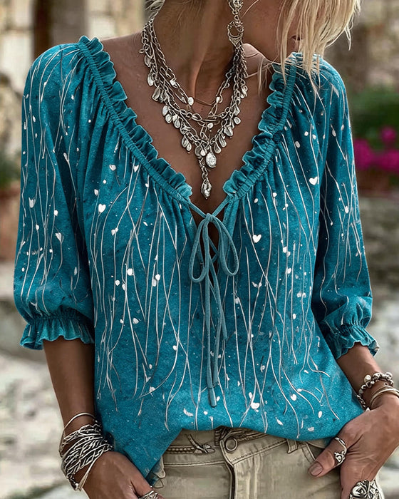 Bluse Hjerte Linje Placement Trykk Slips