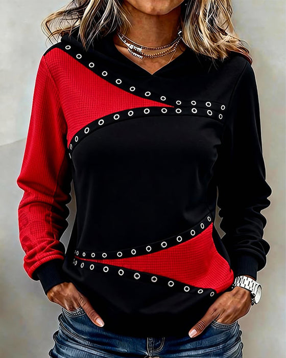 Uformell Hettegenser Med Fargekontrast