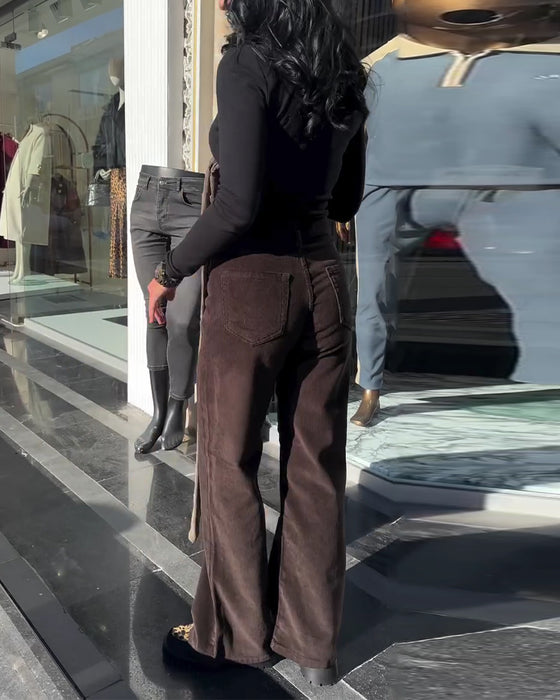 Bukser Fløyel Casual Vide Ben